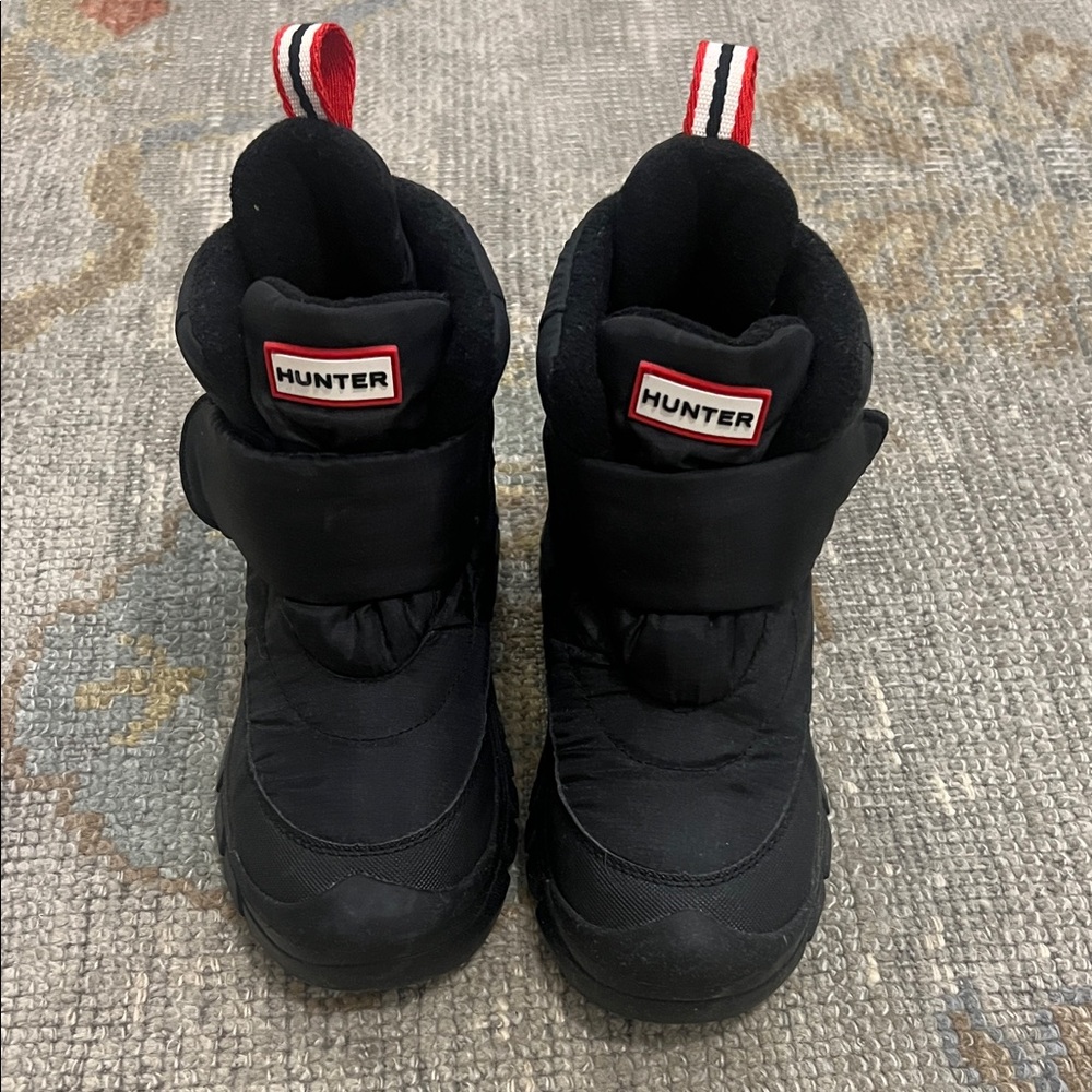 Hunter Kids Black Winter Rain & Snow Boots with Red Accents